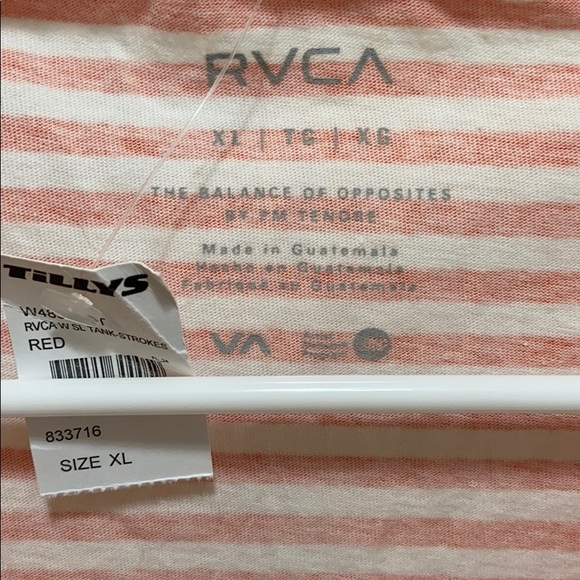 NWT RVCA Strokes Womens Tank - Orange White Stripe - Picture 8 of 10